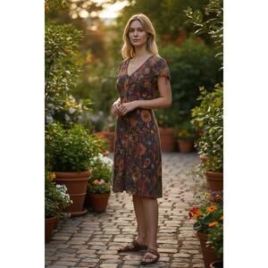 Nouveau Gacer Floral 80s 90s Sleeveless Midi Dress Size Large